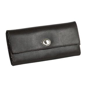 NWT - Lizard Embossed Leather Travel Jewelry Roll - Cocoa Brown